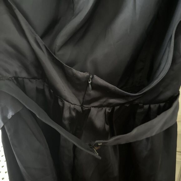 Navy Blue Satin Dress Halter Women Medium Belted Mini Forever 21 - Picture 6 of 9